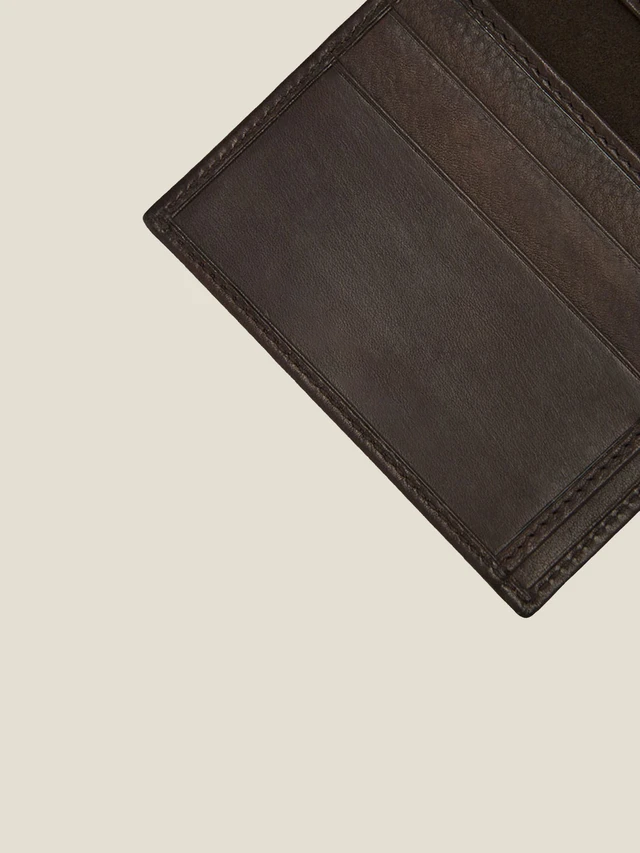 Full-Grain Leather Bifold Crossbody Convertible Wallet Cardholder Bag