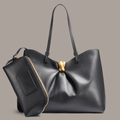 Slouchy Soft Cow Leather Magnetic Closure Daily Tote Bag