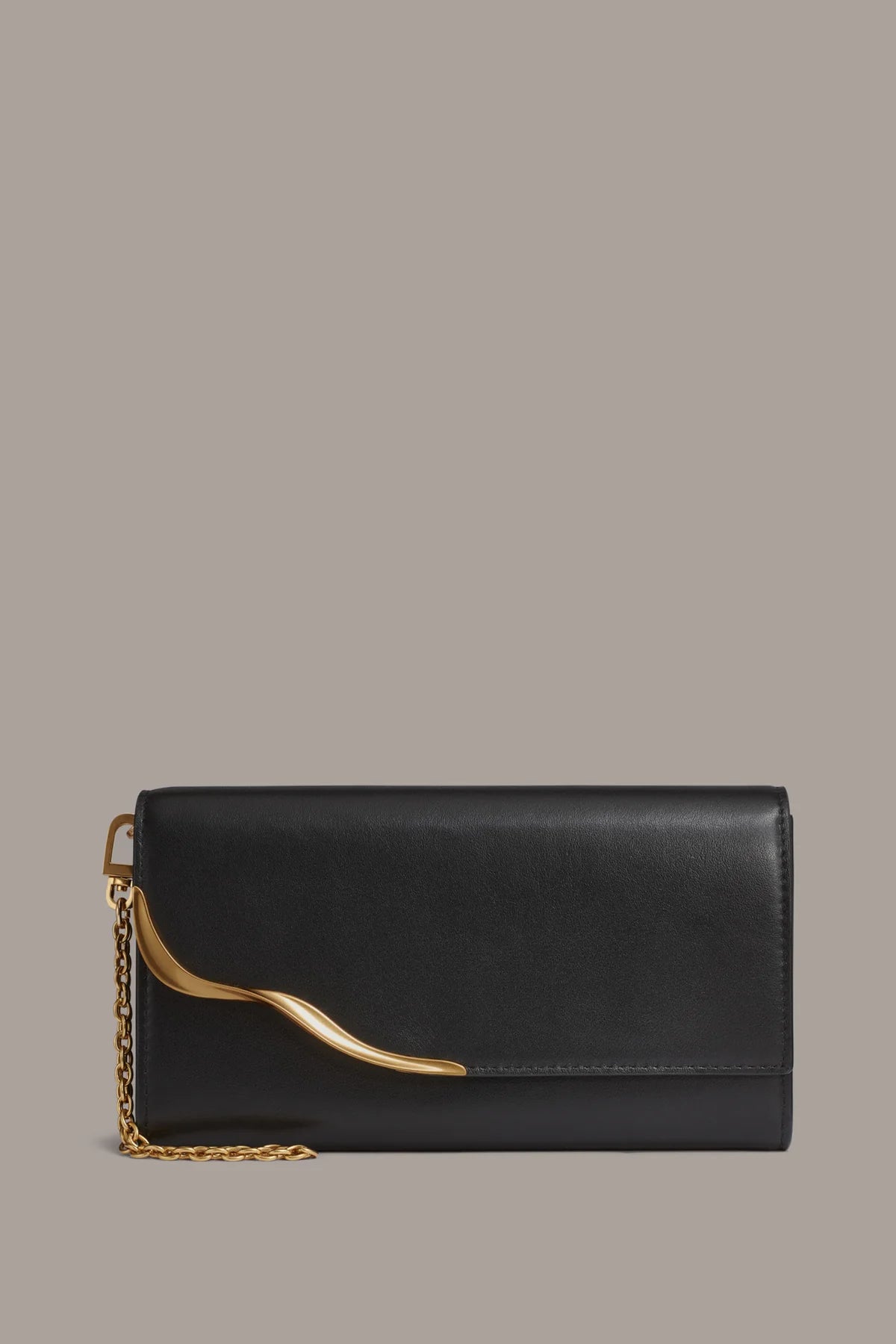Smooth Cow Leather Chain Strap Crossbody Wristlet Wallet Bag