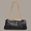 Gathered Lamb Leather Magnetic Bar Chain Strap Bag