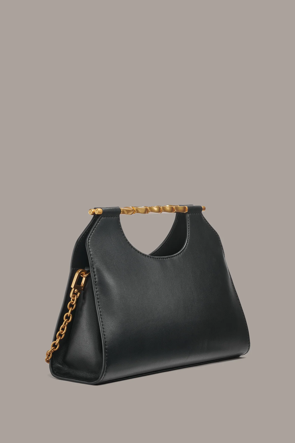 Structured Smooth Cow Leather Convertible Chain Strap Clutch Bag