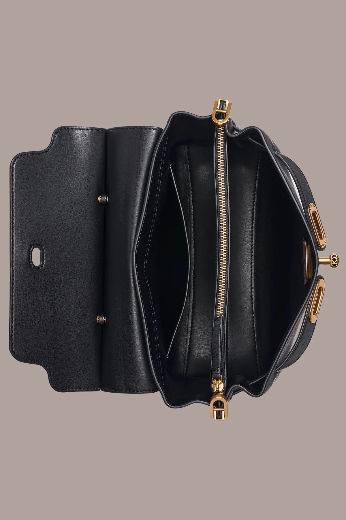 Soft Lamb Leather Turn-Lock Convertible Crossbody Satchel Bag