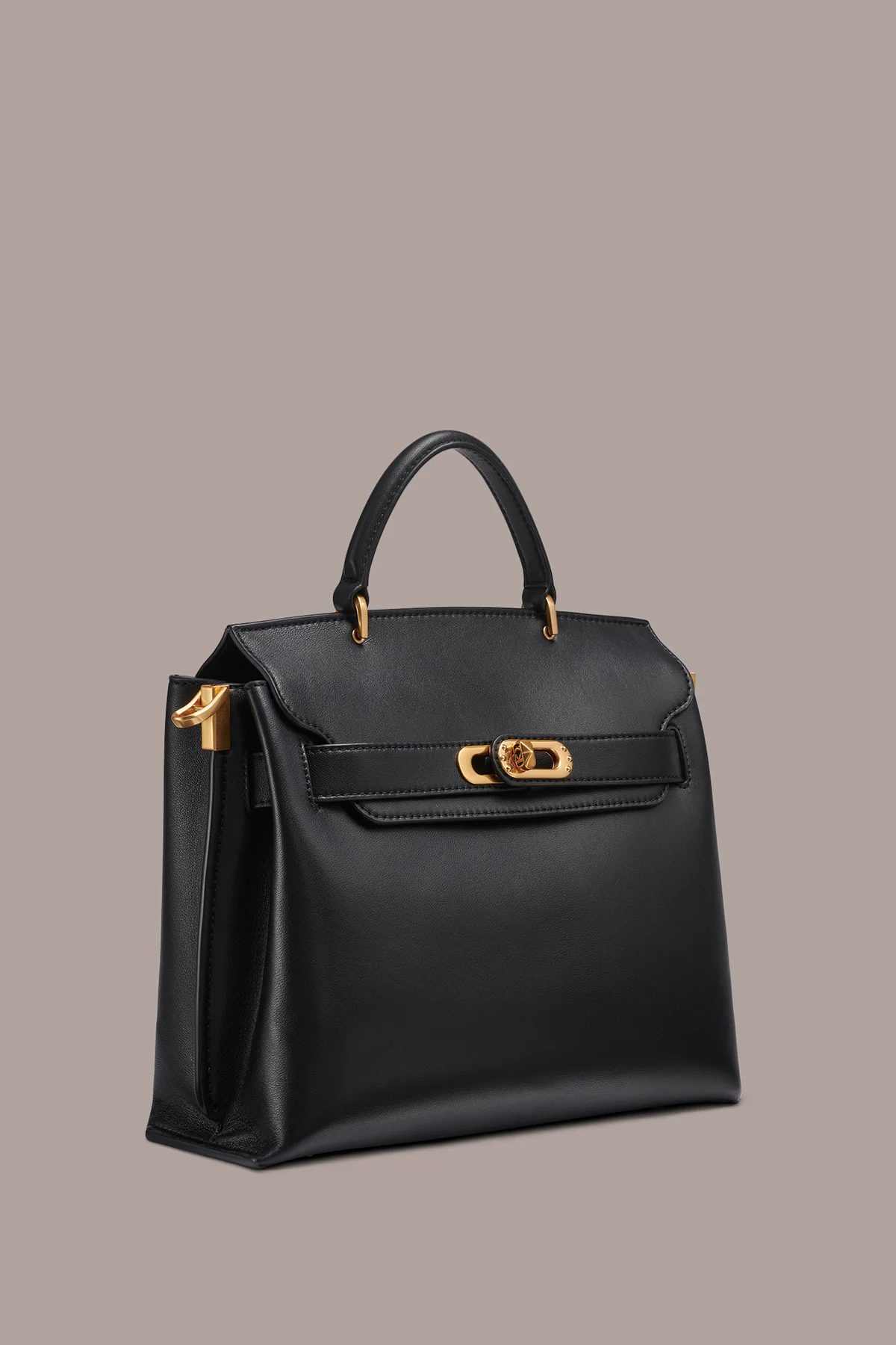 Soft Lamb Leather Turn-Lock Convertible Crossbody Satchel Bag