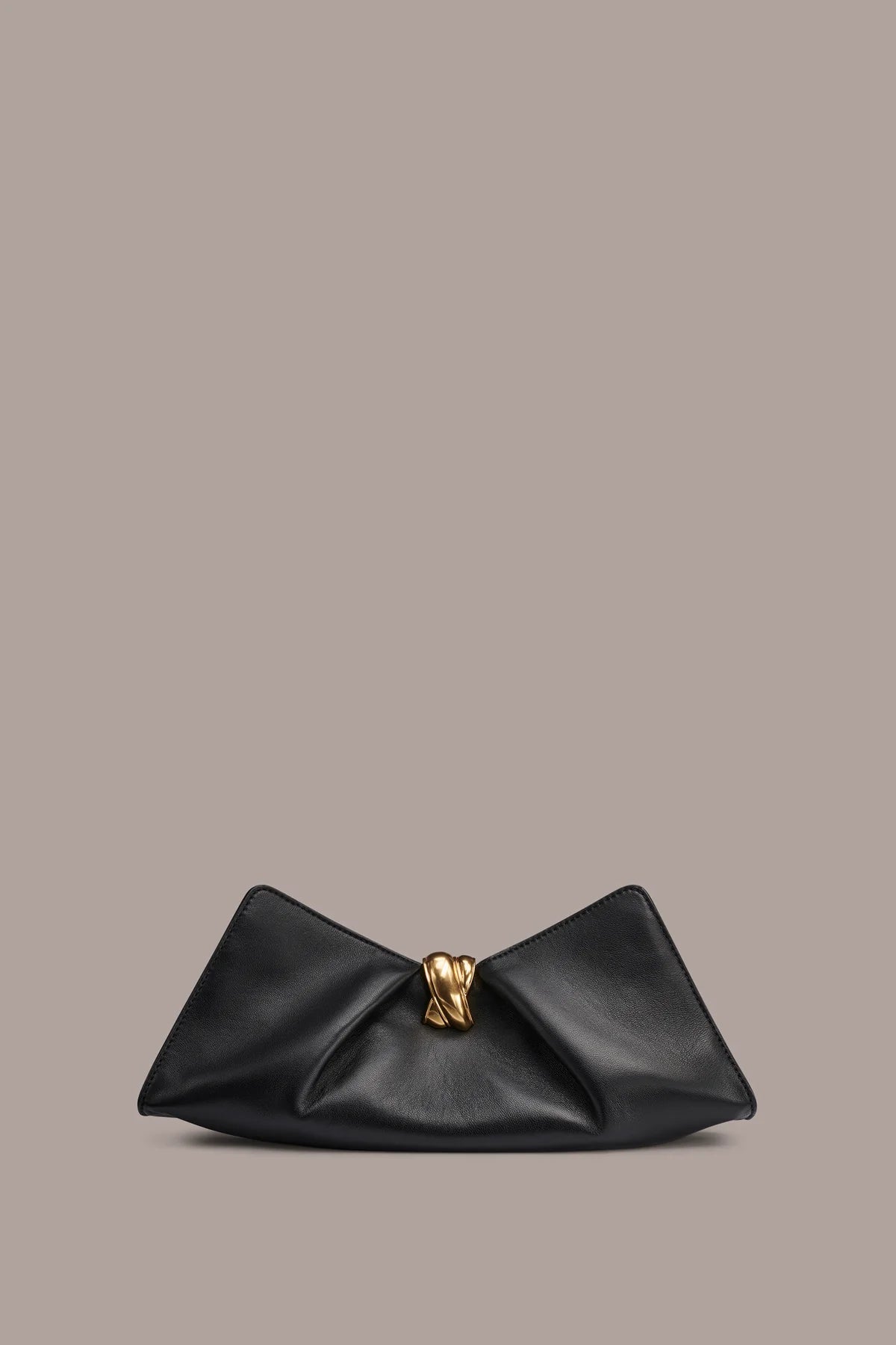Gathered Smooth Genuine Leather Chain Strap Evening Crossbody Clutch Bag