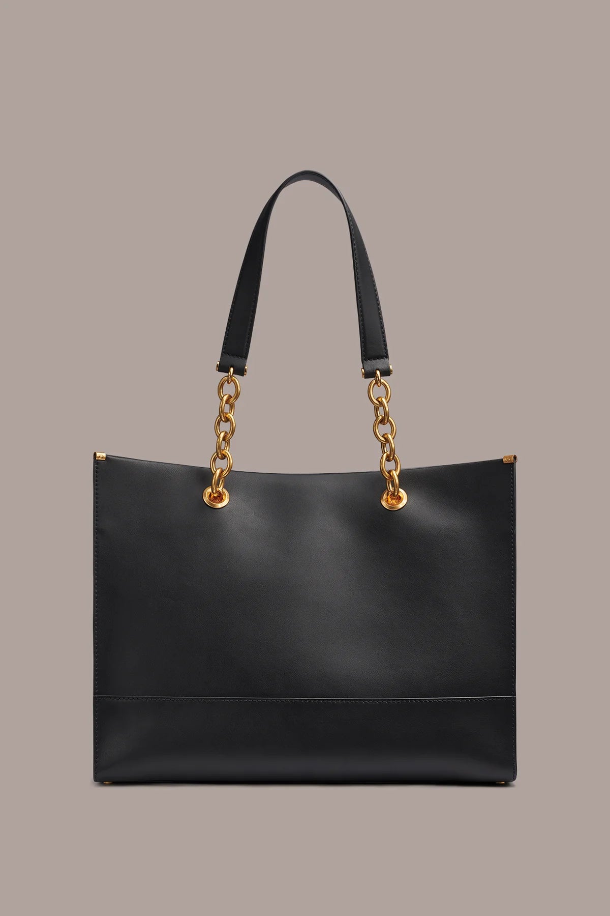 Embossed Smooth Genuine Leather Chain Handle Large Capacity Tote Bag