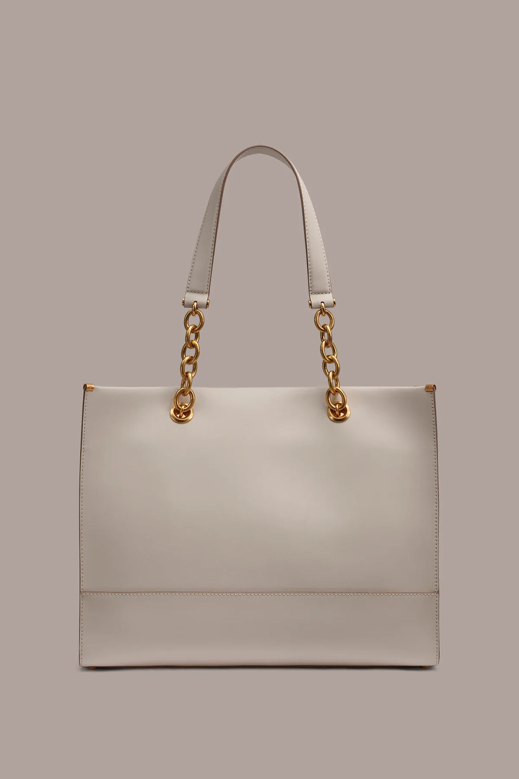 Embossed Smooth Genuine Leather Chain Handle Large Capacity Tote Bag