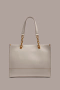 Embossed Smooth Genuine Leather Chain Handle Large Capacity Tote Bag
