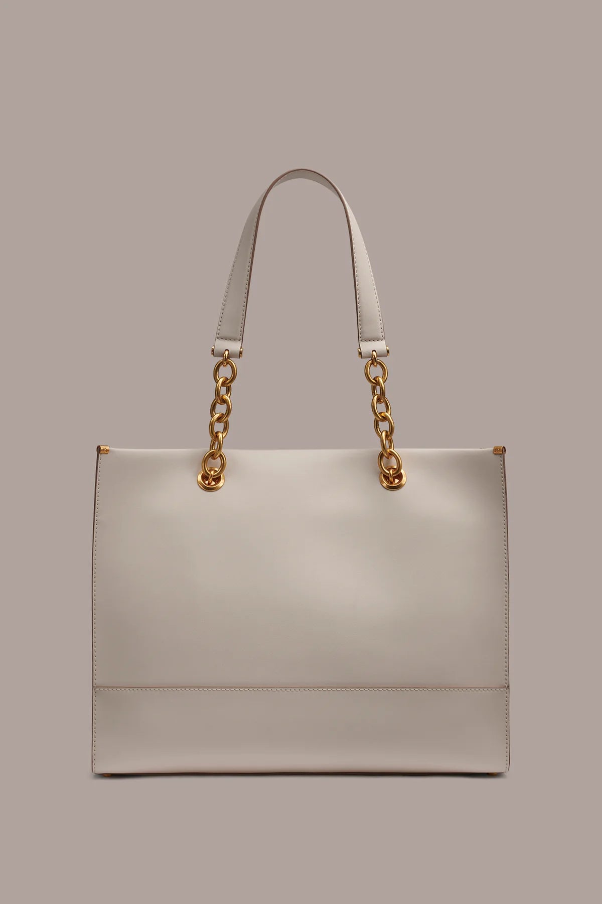 Embossed Smooth Genuine Leather Chain Handle Large Capacity Tote Bag