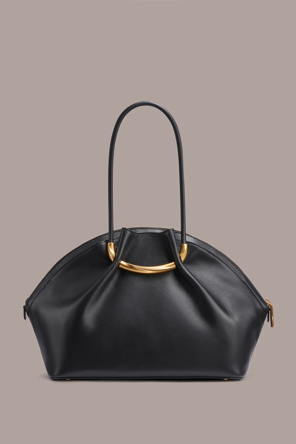 Structured Supple Cow Leather Dual Closure Crossbody Satchel Bag