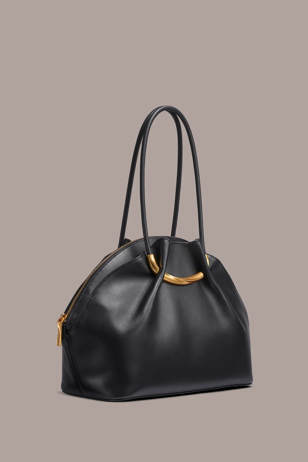 Structured Supple Cow Leather Dual Closure Crossbody Satchel Bag