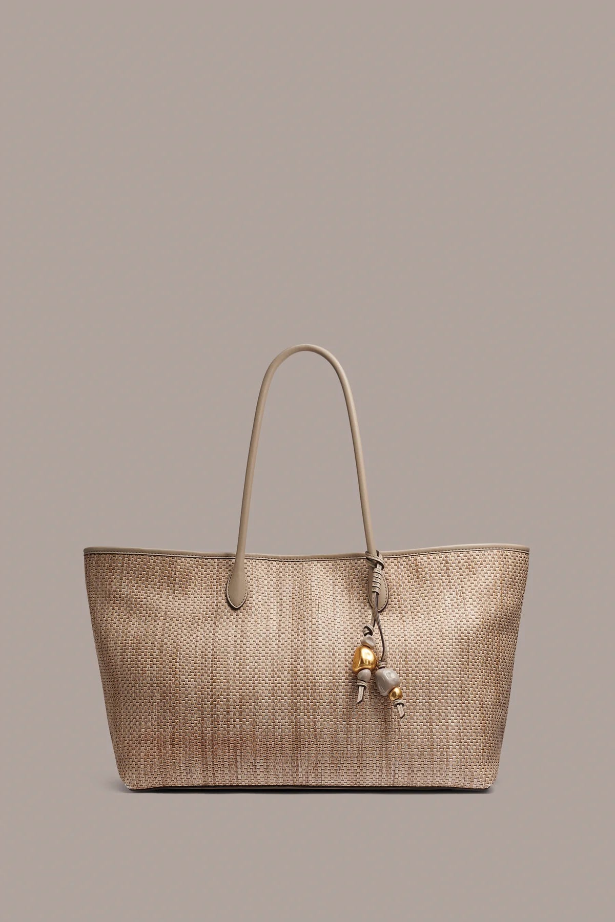 Soft Structured Woven Raffia Medium Capacity Tote Bag