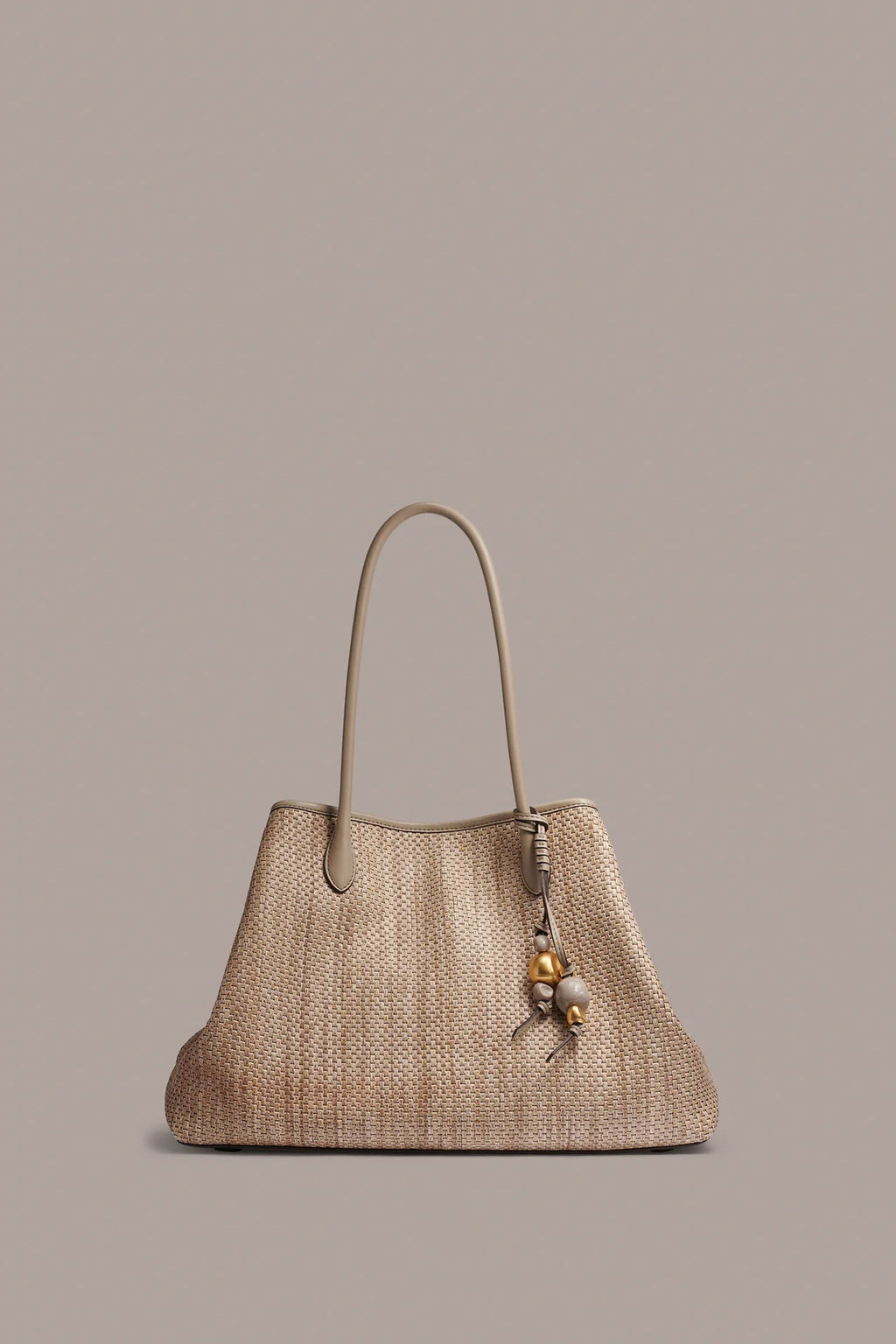 Soft Structured Woven Raffia Medium Capacity Tote Bag