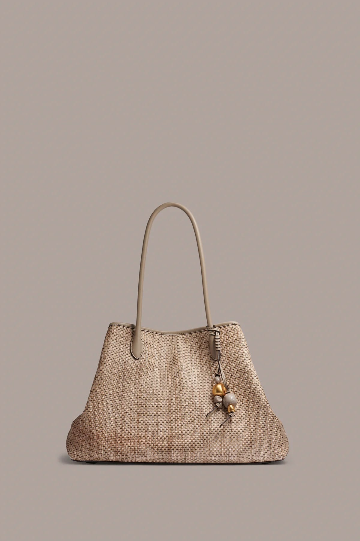 Soft Structured Woven Raffia Medium Capacity Tote Bag