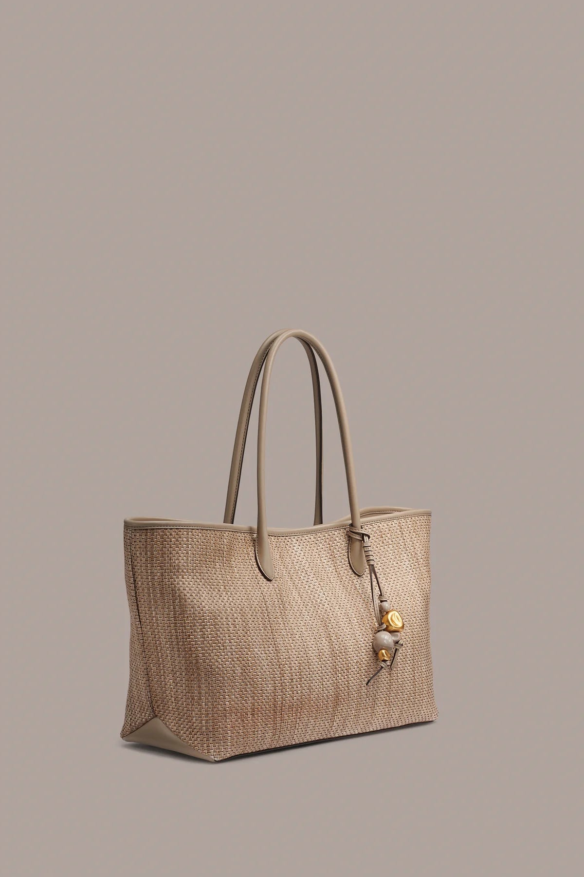 Soft Structured Woven Raffia Medium Capacity Tote Bag