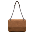 Vintage Faux Suede Convertible Chain Strap Flap Chain Strap Bag