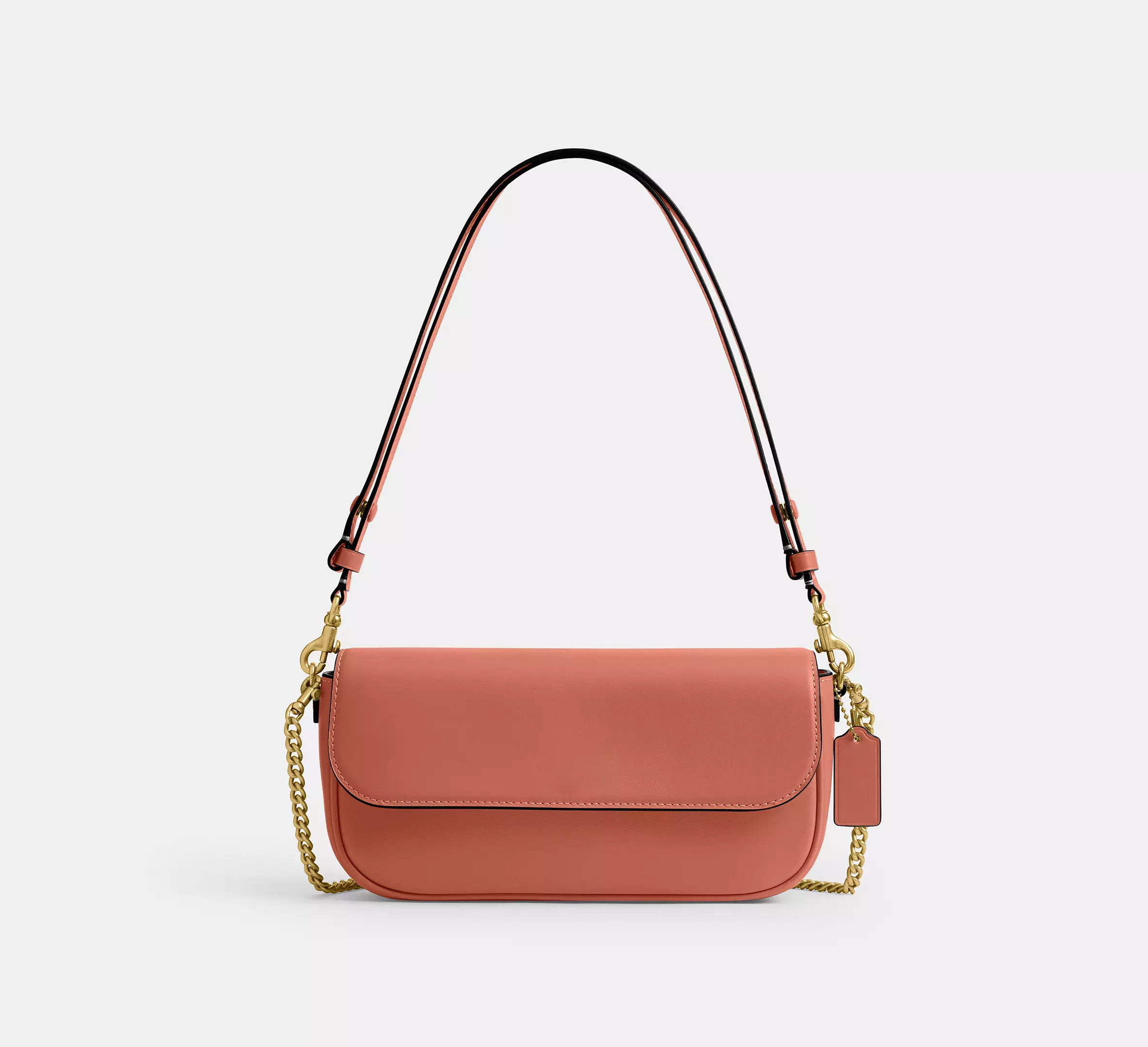 Dual Detachable Strap Flap Calf Leather Chain Strap Bag