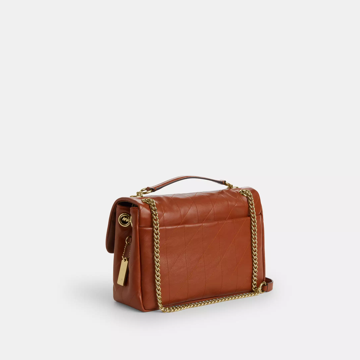 Quilted Smooth Leather Magnetic Flap Chain Strap Bag